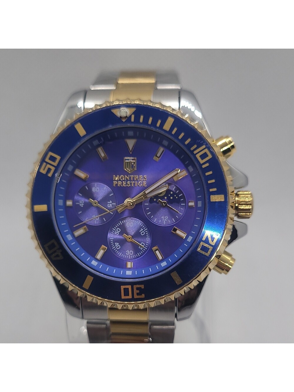 197 Montres Prestige 42mm Chronograph Blue Dial Two-Tone Stainless Steel Watch